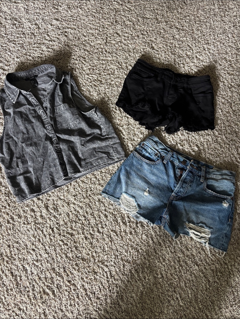 We The Free Black Distressed Denim Shorts